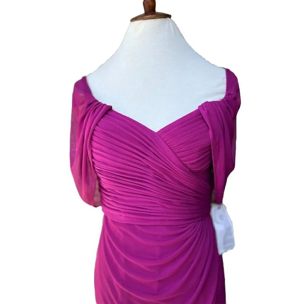 Women's Alex Evenings Shirred Mesh Gown Dress Size 6 Purple NWOT - Picture 14 of 14
